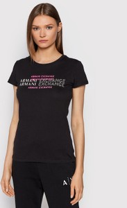 Czarny t-shirt Armani Exchange z okrągłym dekoltem z krótkim rękawem w młodzieżowym stylu