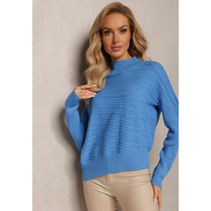 Niebieski sweter Renee z wełny w stylu casual
