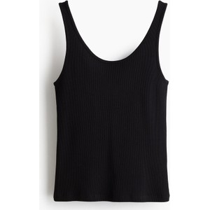 Czarna bluzka H & M na ramiączkach z dżerseju w stylu casual