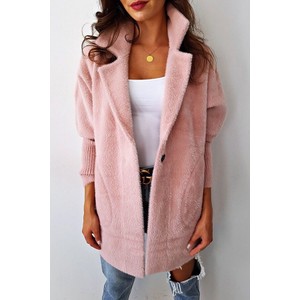 Różowy płaszcz IVET w stylu casual z tkaniny