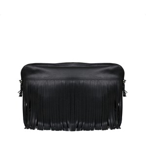 Czarna torebka Słońtorbalski ze skóry na ramię w stylu glamour