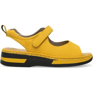 Żółte sandały Rieker z klamrami z płaską podeszwą w stylu casual