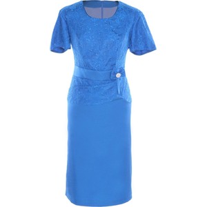 Niebieska sukienka Fokus midi ołówkowa