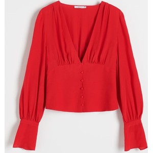 Czerwona bluzka Reserved w stylu casual z długim rękawem
