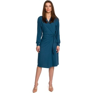 Niebieska sukienka Stylove z bawełny midi z długim rękawem