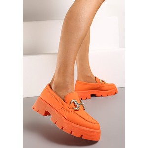 Pomarańczowe buty Renee z płaską podeszwą