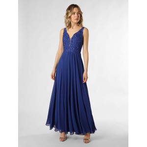 Niebieska sukienka Luxuar Fashion z dekoltem w kształcie litery v z tiulu bez rękawów