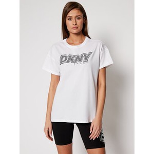 T-shirt DKNY z okrągłym dekoltem z bawełny z krótkim rękawem