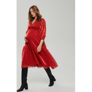 Reserved - Kopertowa sukienka z wiązaniem - czerwony