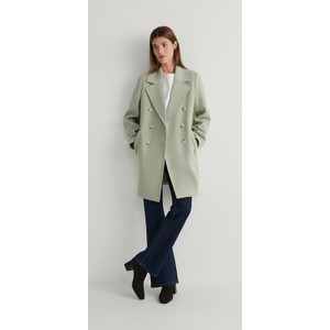 Miętowy płaszcz Reserved bez kaptura z wełny w stylu casual