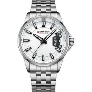 Merg Srebrny zegarek męski bransoleta duży solidny Perfect M144 szary, srebrny