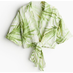 Zielona koszula H & M z długim rękawem z tkaniny