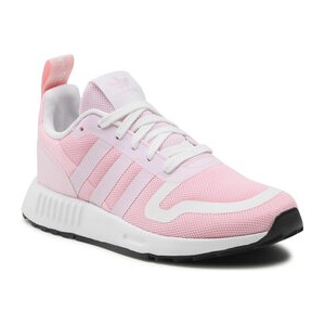 Różowe buty sportowe Adidas z płaską podeszwą w sportowym stylu sznurowane