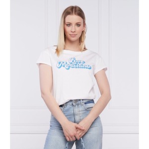 T-shirt Love Moschino z krótkim rękawem w młodzieżowym stylu
