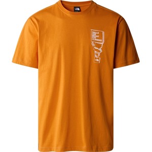 Pomarańczowy t-shirt The North Face z krótkim rękawem w sportowym stylu z wełny