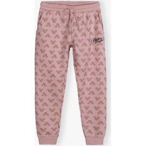 Różowe spodnie sportowe Minnie w sportowym stylu z dresówki