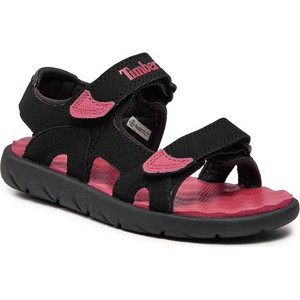Czarne buty dziecięce letnie Timberland na rzepy dla dziewczynek