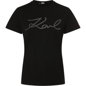 Czarny t-shirt Karl Lagerfeld z krótkim rękawem w młodzieżowym stylu