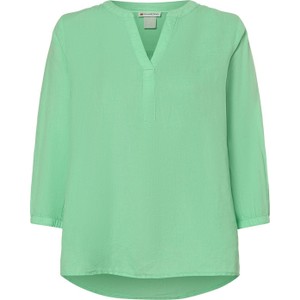 Zielona bluzka STREET ONE z lnu z długim rękawem w stylu casual
