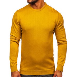 Żółty sweter Denley z okrągłym dekoltem z bawełny