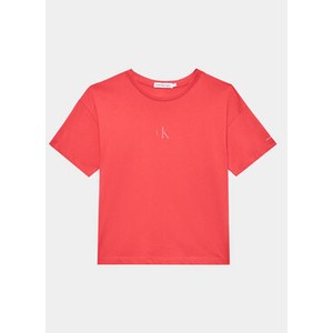 Czerwona koszulka dziecięca Calvin Klein dla chłopców z jeansu