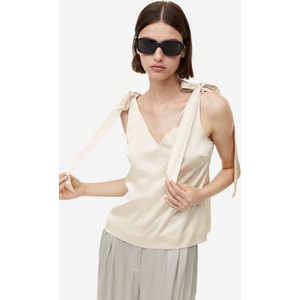 Bluzka H & M na ramiączkach z tkaniny z dekoltem w kształcie litery v