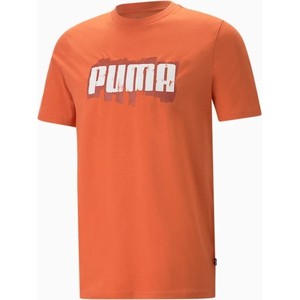 Pomarańczowy t-shirt Puma w sportowym stylu z bawełny z krótkim rękawem