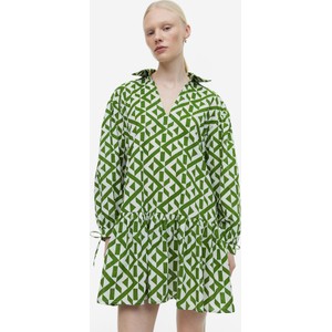 Zielona sukienka H & M koszulowa w stylu casual mini