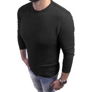 Czarny t-shirt Risardi z długim rękawem w stylu casual