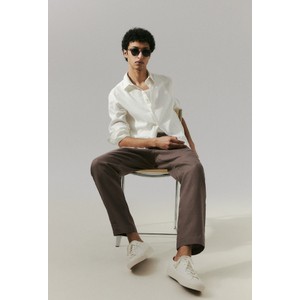 Brązowe spodnie H & M z lnu w stylu casual
