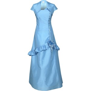 Niebieska sukienka Fokus maxi z krótkim rękawem