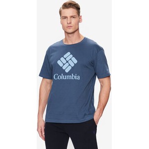 Niebieski t-shirt Columbia w sportowym stylu z krótkim rękawem