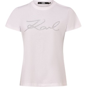 T-shirt Karl Lagerfeld z krótkim rękawem z bawełny z okrągłym dekoltem