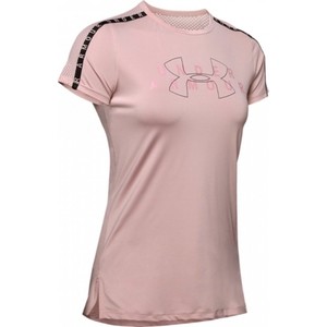 Różowa bluzka Under Armour w sportowym stylu z okrągłym dekoltem z krótkim rękawem