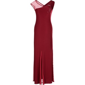 Czerwona sukienka Fokus z dekoltem w kształcie litery v maxi