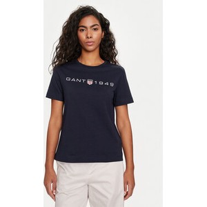 T-shirt Gant z krótkim rękawem z okrągłym dekoltem w młodzieżowym stylu