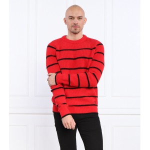 Czerwony sweter Hugo Boss z okrągłym dekoltem z alpaki