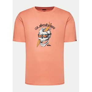 Pomarańczowy t-shirt Quiksilver w młodzieżowym stylu