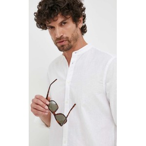 Koszula Sisley ze stójką z długim rękawem z lnu