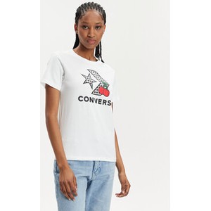 Bluzka Converse z krótkim rękawem z okrągłym dekoltem w młodzieżowym stylu