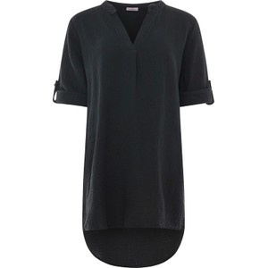 Czarna bluzka Zwillingsherz z dekoltem w kształcie litery v w stylu casual z bawełny