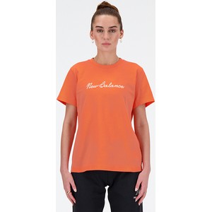 Pomarańczowy t-shirt New Balance z bawełny