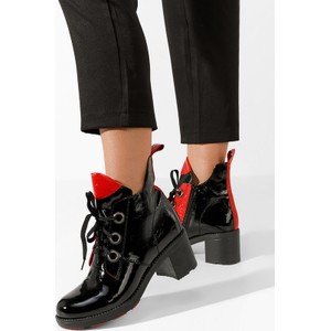 Czarne botki Zapatos na obcasie sznurowane w stylu casual
