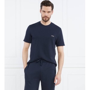Granatowy t-shirt Hugo Boss z bawełny z krótkim rękawem w stylu casual