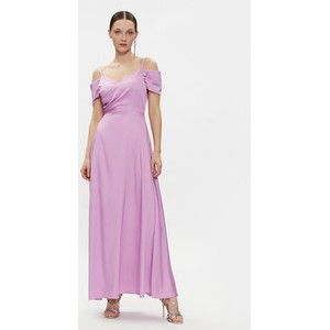 Fioletowa sukienka Rinascimento maxi z krótkim rękawem