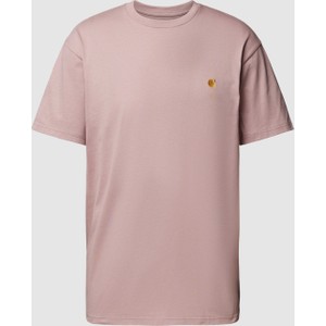 Różowy t-shirt Carhartt WIP z bawełny z krótkim rękawem