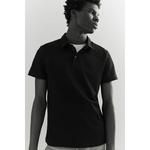 Czarna koszulka polo H & M w stylu casual z krótkim rękawem