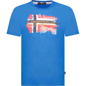 Niebieski t-shirt Geographical Norway z bawełny w sportowym stylu