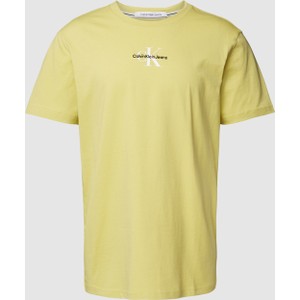 Żółty t-shirt Calvin Klein z bawełny