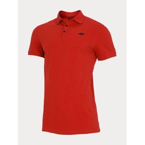 Czerwona koszulka polo 4F z krótkim rękawem w sportowym stylu